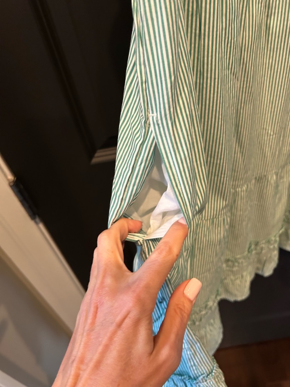 Vineyard Vines Green Stripe Ruffle Dress - Picture 7 of 12